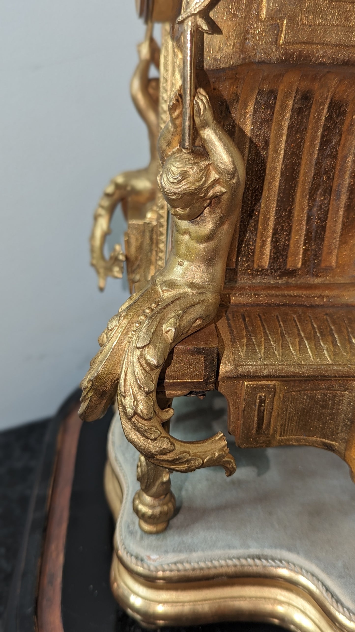 Antique 1800s French Gilt Metal Clock - Sevres Style Porcelain and Rococo Aesthetic