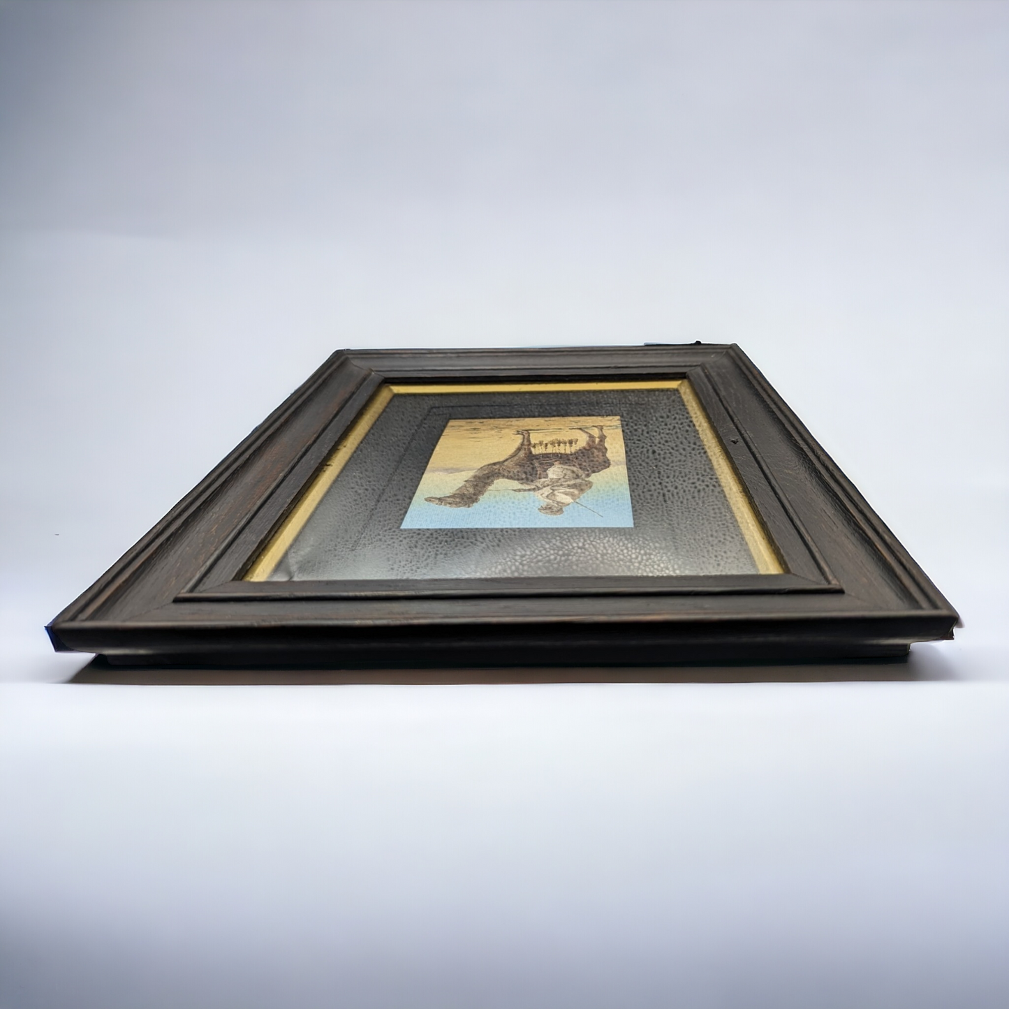 Antique 1900s Frame Oil Painting on Canvas Board - Arab Bedouin Nomad Signed GLH