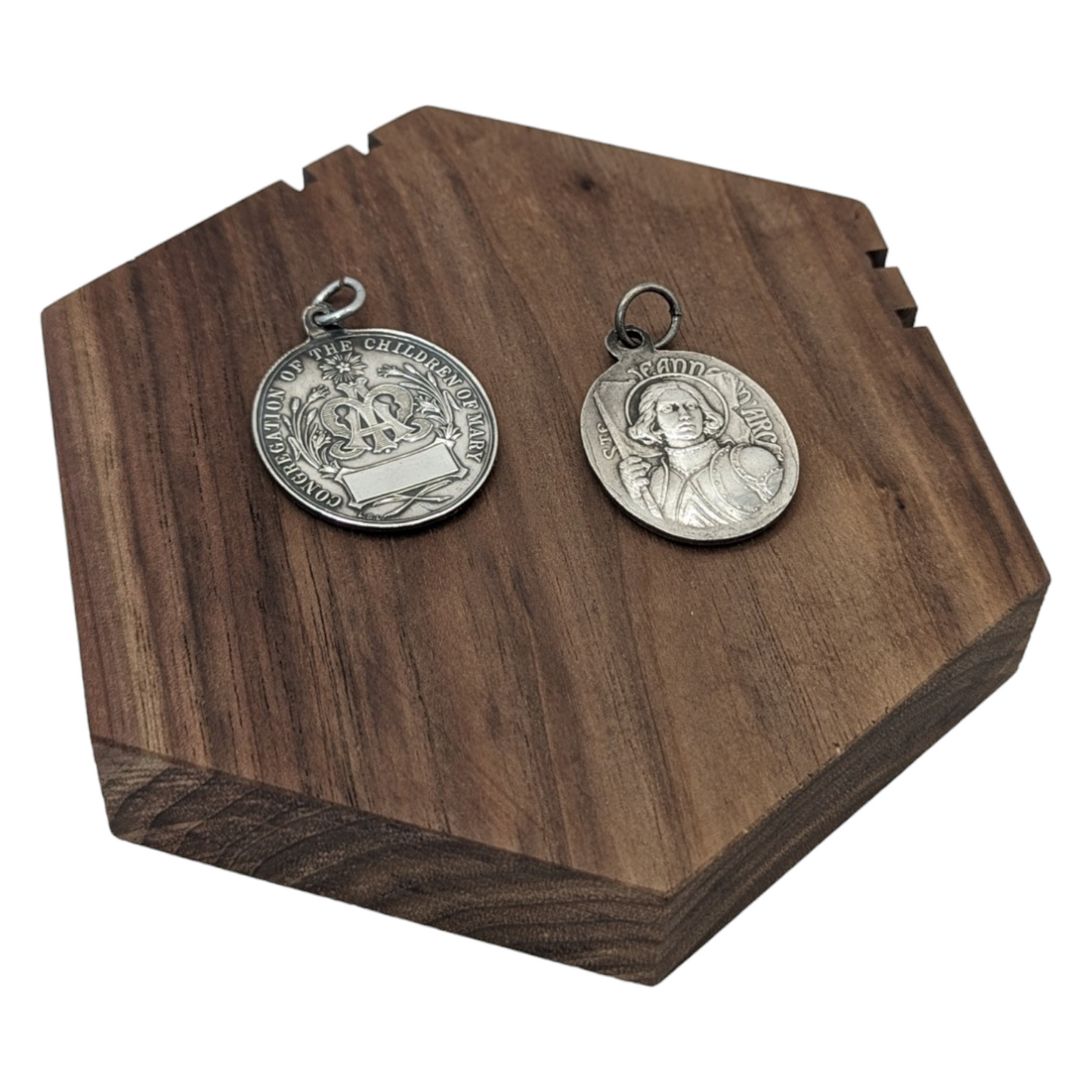 Antique Silver Medals - Monstra Te Esse Matrem and St. Anna by BO&W with Jeanne d'Arc