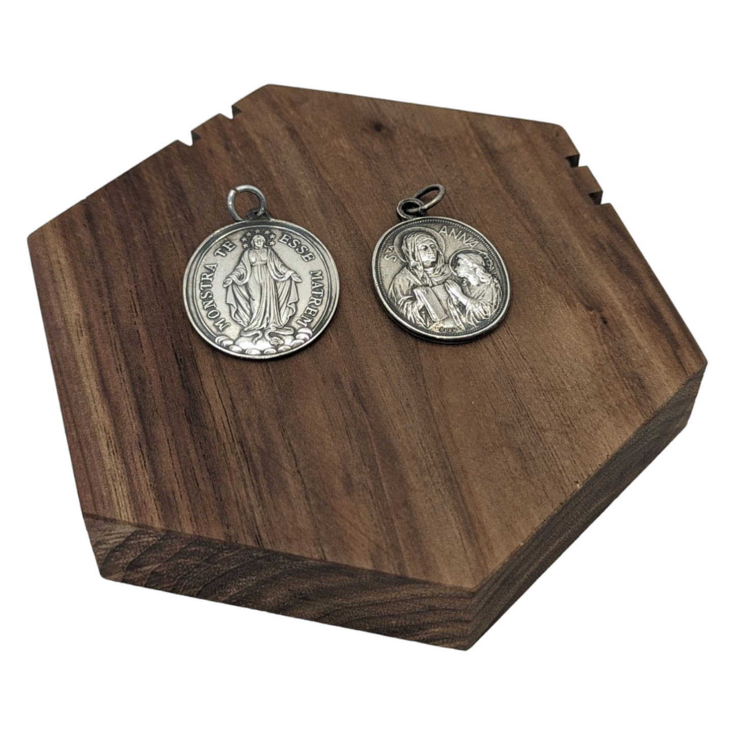 Antique Silver Medals - Monstra Te Esse Matrem and St. Anna by BO&W with Jeanne d'Arc