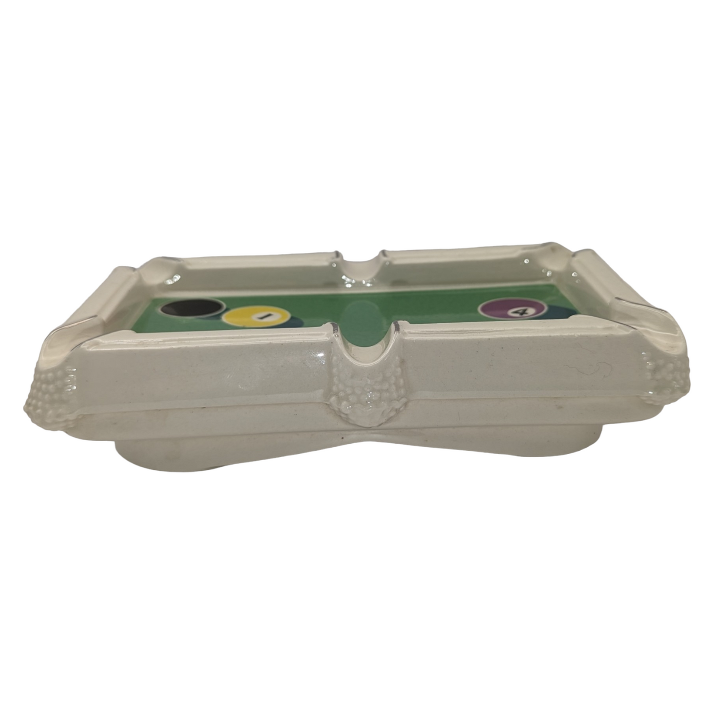 Vintage Ceramic Ashtray with Pool Table Design