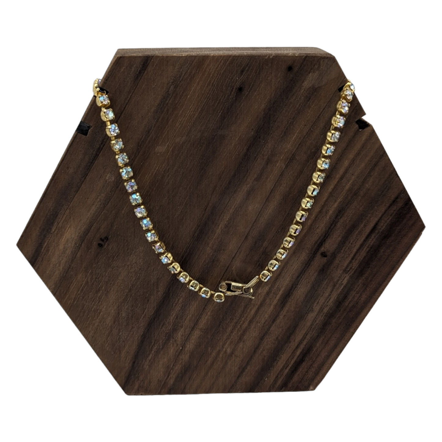 Vintage Rhinestone Necklace - Mid-Century Glamour with Amber Accents