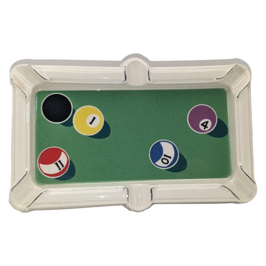 Vintage Ceramic Ashtray with Pool Table Design